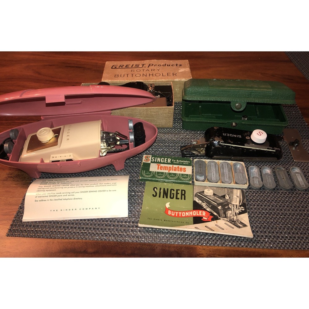 LOT - Vintage Singer buttonholer 160506 Set 8 Templates, Singer 489500, Greist